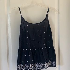 Tie back girly navy blue top